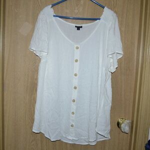 Torrid Stretch Woven Fit & Flare White Casual Top